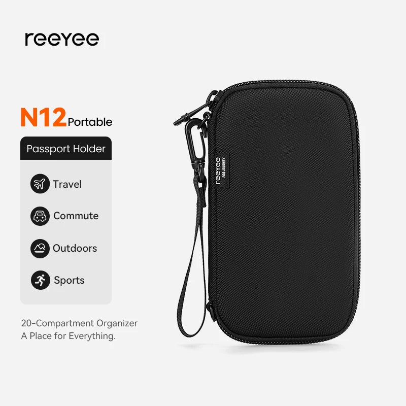 ReeYee N12 Passport Holder Wallet, Travel Organizer for Cards Tickets, Water-Resistant Scratch-Resistant Essential Wallet Pouch Image principale du produit