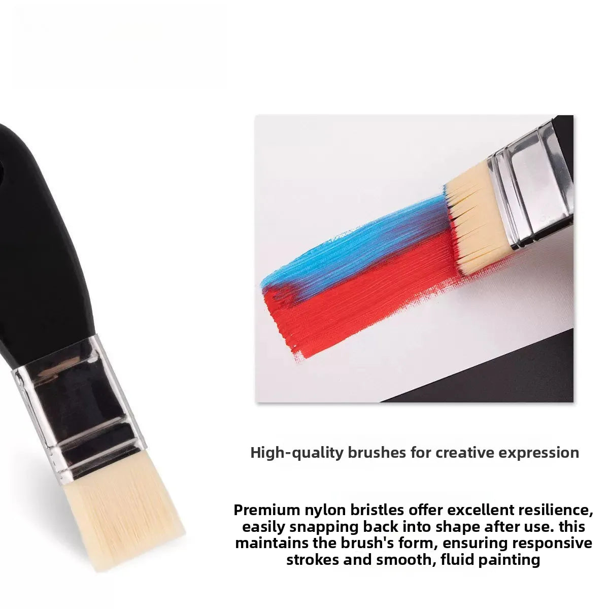 3 Pcs Oil Painting Nylon Pen Set Gouache Acrylic Small/Medium/Large Sizes Flat Head Brush Wood Handle Painting Tools for Fine