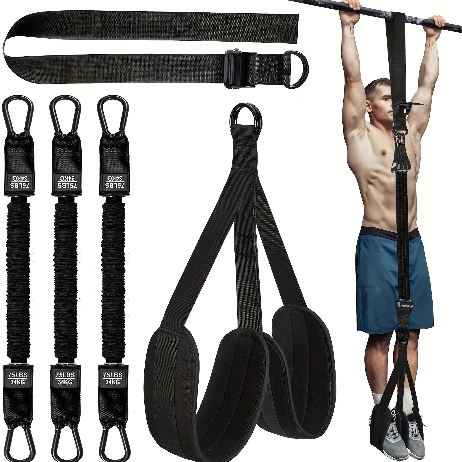 Pull Up Assistance Bands Set Heavy Duty Resistance Strap Pull-ups Assist for Men Women Hanging Training Upper Body Stretching Image principale du produit