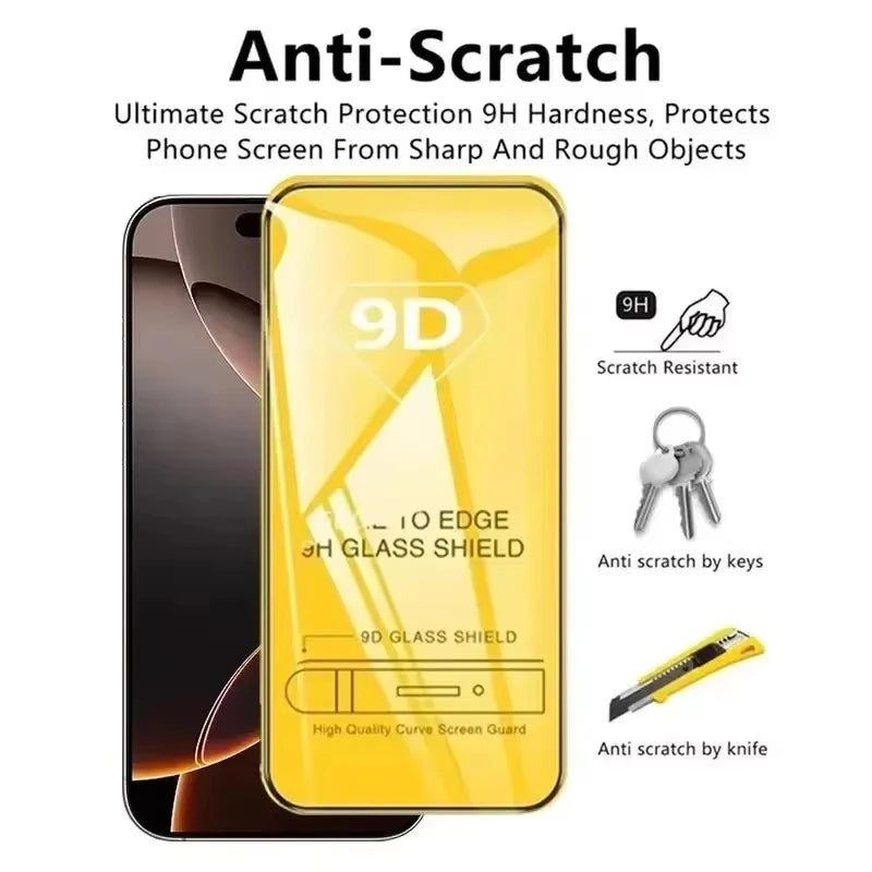 1-5PCS 9D Full Cover Tempered Glass For iPhone 17 16 15 11 12 13 14 Pro Max 16E Screen Protector For iPhone 13 Mini XR X XS Max