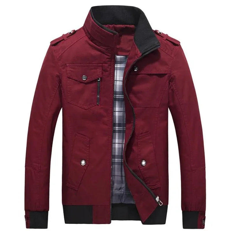 2023 new Pilot Bomber Jacket Coats Mens Cotton Cargo Jackets With Zipper Pockets Retro Casual Work Jacket Male Clothing Outwear