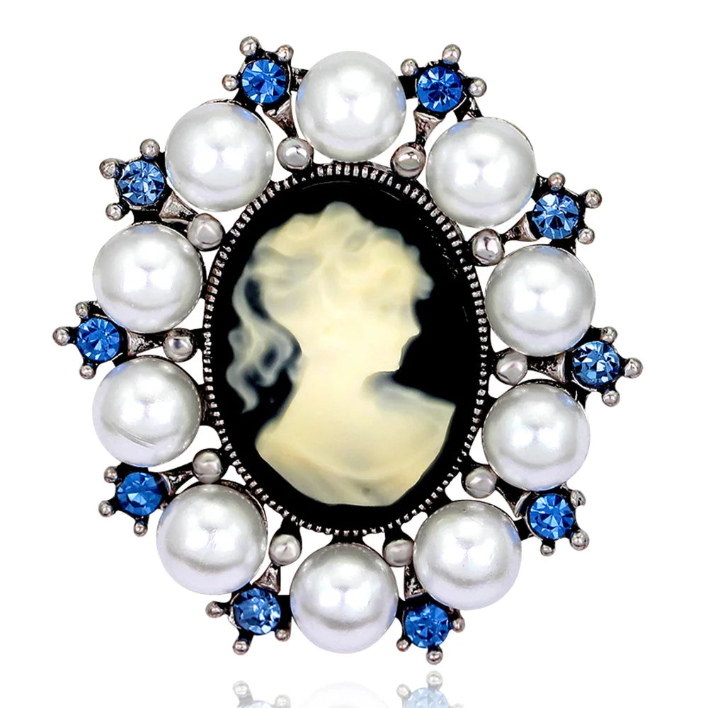 Vintage Victorian Design Queen's Cameo Brooch Pin, Antique Wedding Beauty Jewelry Gift, Elegant Style
