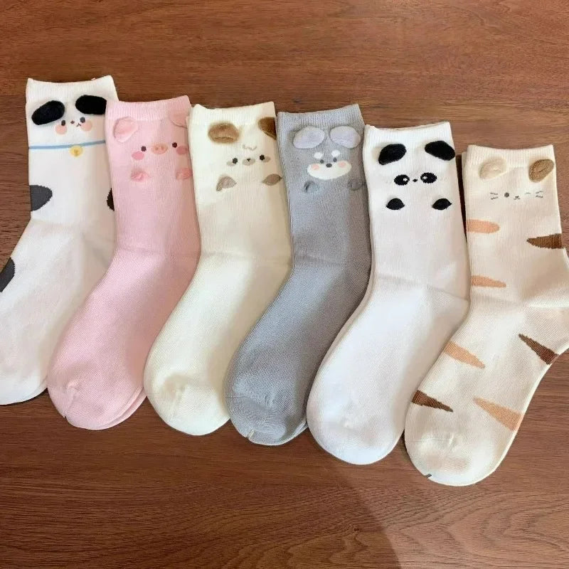 Fashion Sweet Cute 3D Animal Ears Pig Hosiery Winter Warm Cartoon Socks for Children Harajuku Cotton Soft Home Floor Sock
