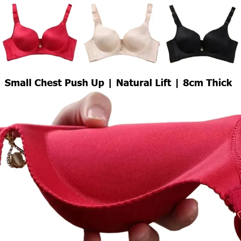 8CM Thick Padded Push Up Bra for Small Chest Seamless Wireless Comfort T-Shirt Bra Natural Lingerie with Adjustable Straps Image principale du produit