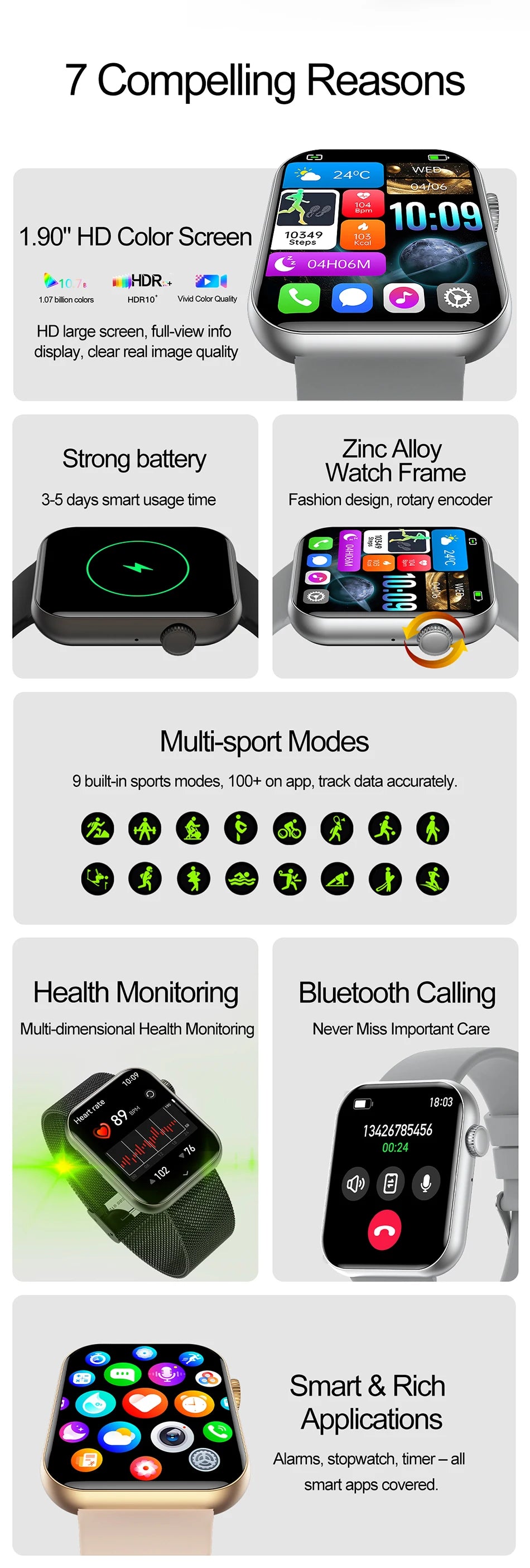 2025 New Sports Smart Watch Men Full Touch Screen Heart Rate Bluetooth Call 1.9 inch AI Voice IP68 Waterproof Smartwatch Women