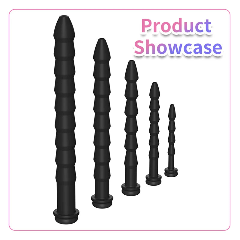 5 Sizes Curved Urethral Sound Penis Insert Stimulation Dilator Chastity Catheter Hollow Penis Plug With Stopper Sex Toys For Men