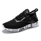 Summer Mens Black Hollow Mesh Sneakers Fashion Breathable Lightweight Casual Walking Shoes Printed Sole Outdoor Sports Footwear