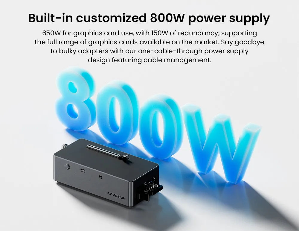 AOOSTAR AG02 eGPU Dock with Oculink & USB4 Port, 100W Reverse Charging, Built-in 800W Power Supply, Supports TGX Interface Hot-s
