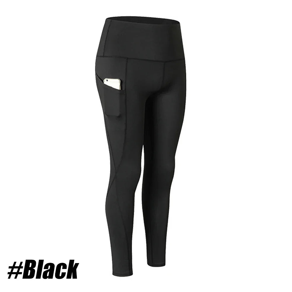 1PC Plus Size Pocket Yoga Pants Women Solid Fitness Sports Leggings High Waist Elastic Gym Tights Female Running Trousers XXXL