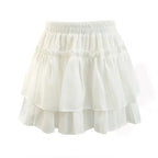 Summer Kawaii White Ruflles Skirt Women Fashion Slim Fit Mini Skirts Giris Y2k All Match Elastic High Waist Black Faldas