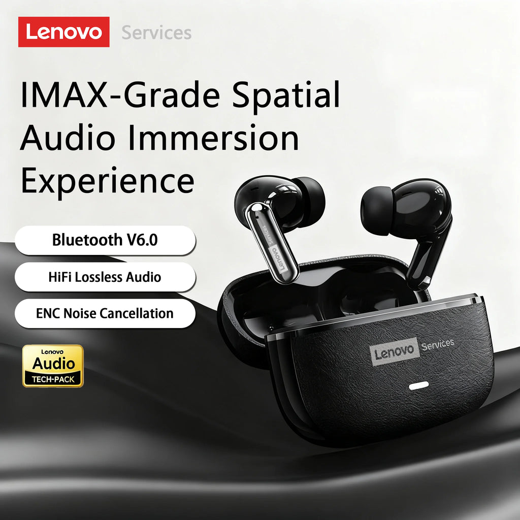 Choice Lenovo LE208 Wireless Leather Earphones Bluetooth 6.0 ENC Earphones Noise Reduction Headphone Low Latency Gaming Headset