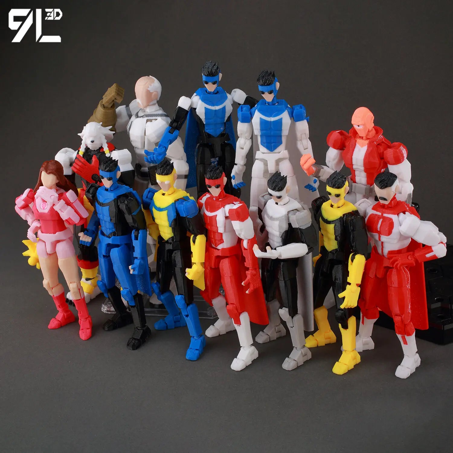 9L3D Superhero Team Invincible Boy Heroes Action Figure Lucky13 Dummy13 Multi-Colored T13 Multi-Jointed Collectible Toys Titan13