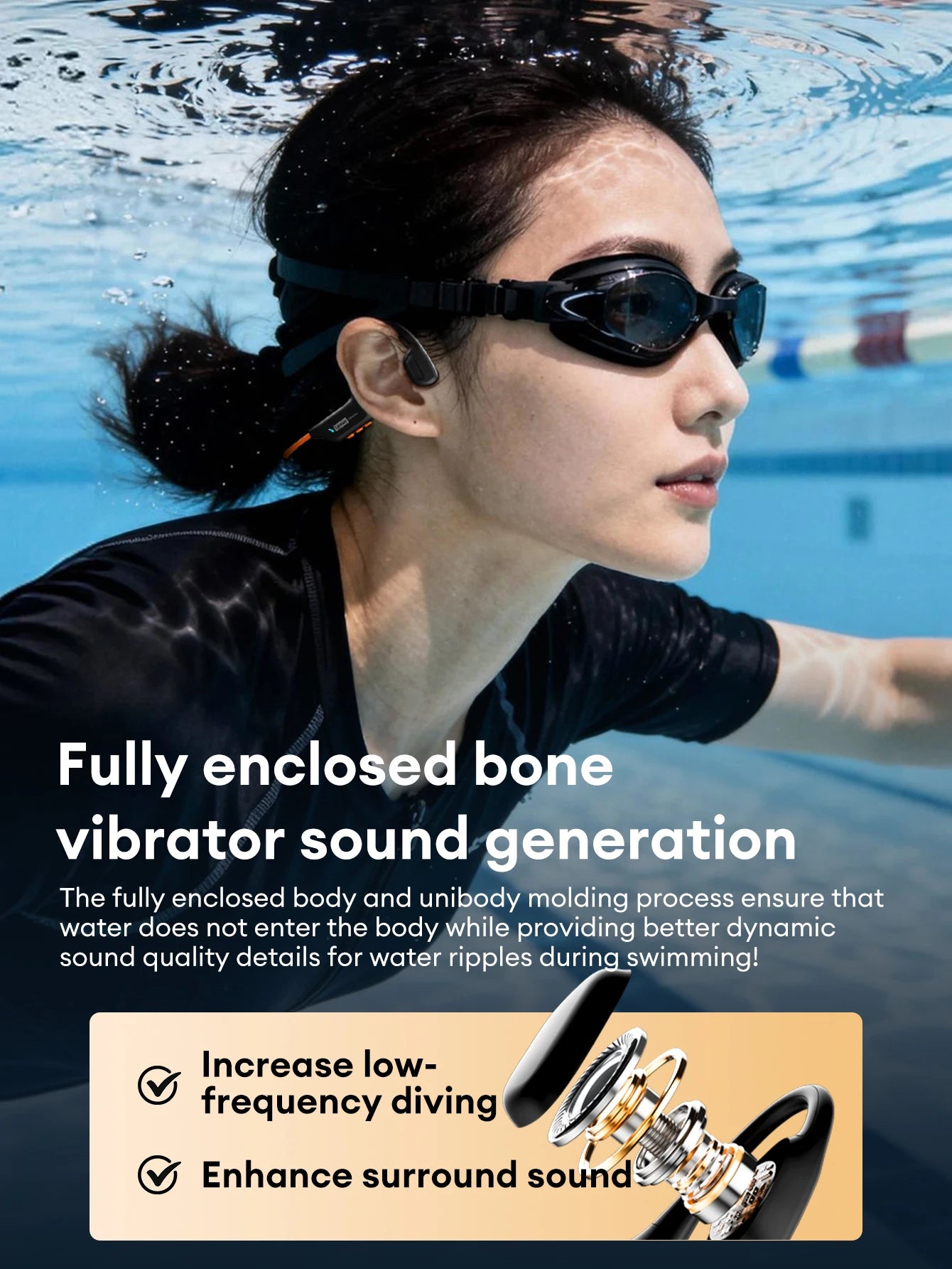 Lenovo S106 True Bone Conduction Headset Bluetooth 6.0 IPX8 Waterproof Headphones 32GB MP3 HIFI Earphones With MIC For Swimming