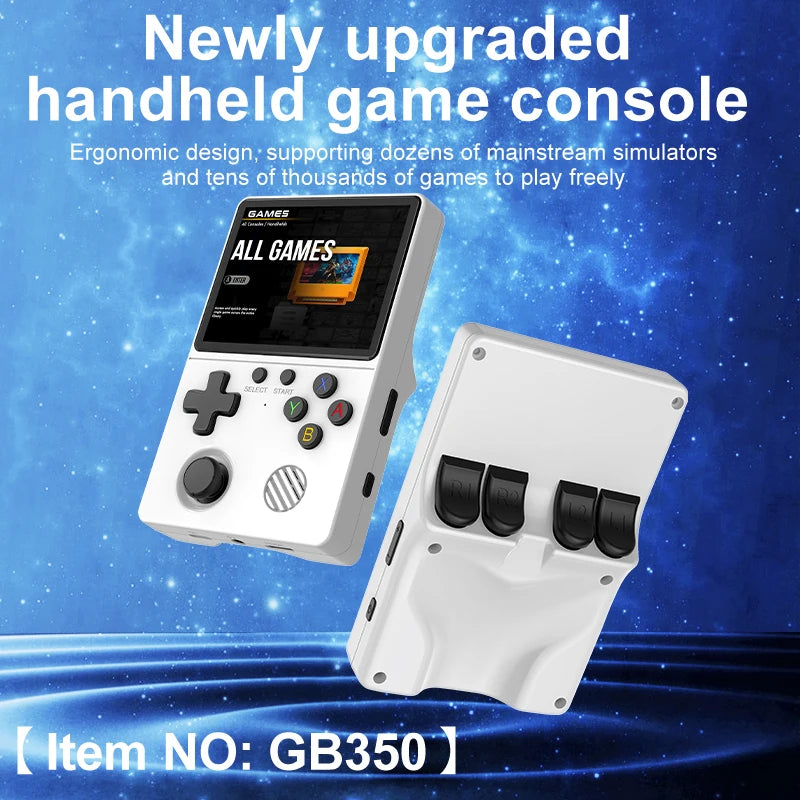 Newly Handheld Game Console with Multi-Platform Operation Support, HD IPS Screen, 3D Joystick, Ergonomic Game Console GB350