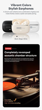 Choice Lenovo LE208 Wireless Leather Earphones Bluetooth 6.0 ENC Earphones Noise Reduction Headphone Low Latency Gaming Headset