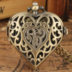 Stylish romantic heart-shaped diamond quartz women's necklace pocket watch souvenir gift for girls