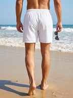 Shark Graphic Men's Board Shorts Summer Casual Beach Shorts with Mesh Liner Zipper Pockets Quick Dry Swim Trunks Bathing Suit