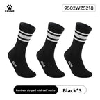 Kelme Men's Mid Length Socks 3 Pairs Of Casual Socks Sweat Absorbing And Breathable Sports Socks Running Speed Dry Socks