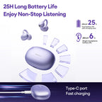 Lenovo LK6 Over Ear Wireless Bluetooth 5.4 Headphones Sound Quality Noise Reduction Ear Clip Earphones Long Endurance Earsets