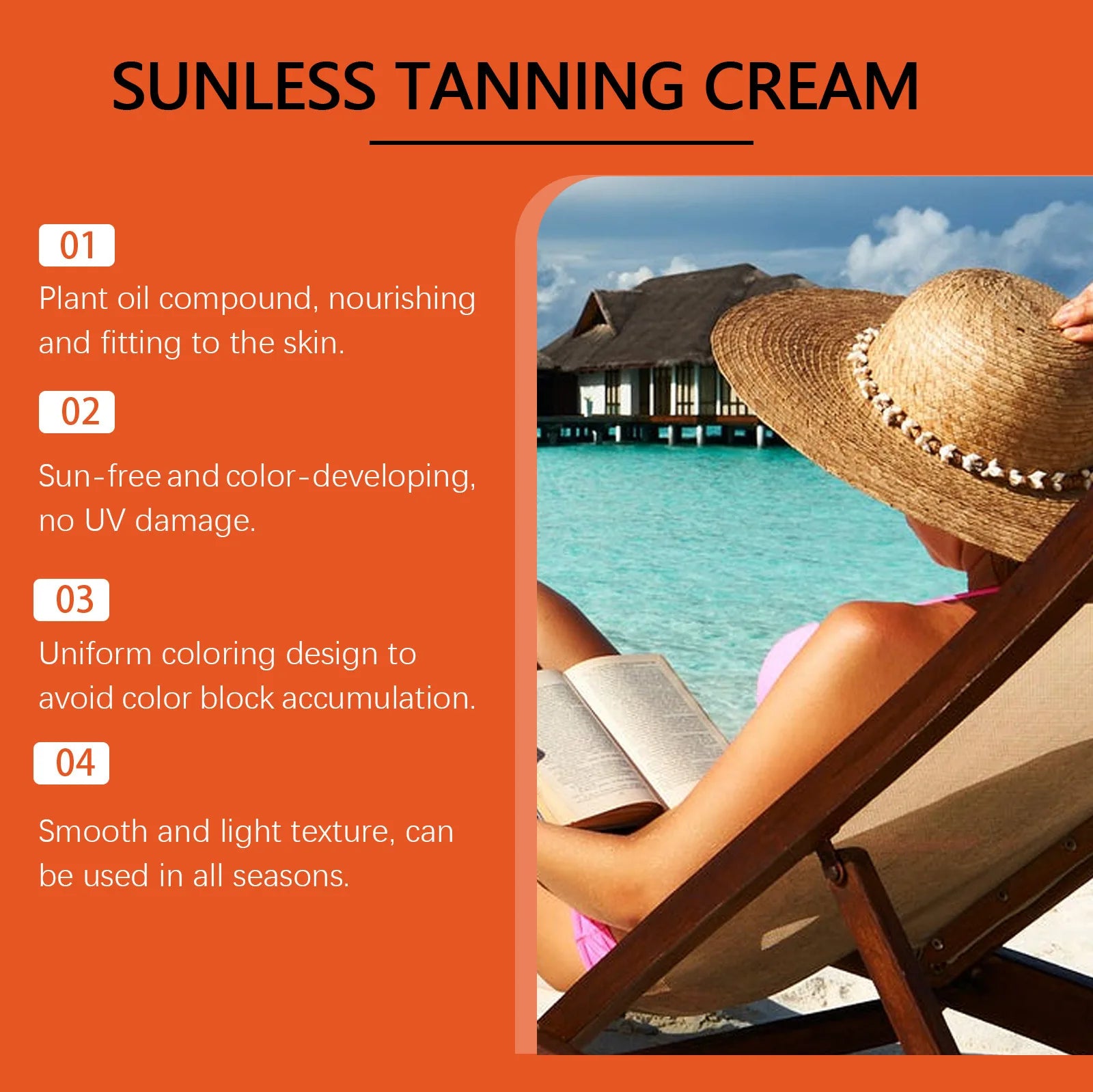 Sunless Tanning Lotion Summer Lasting Body Intensive Bronzing Brown Accelerator Natural Glow Repair Solarium Self Tanner Cream