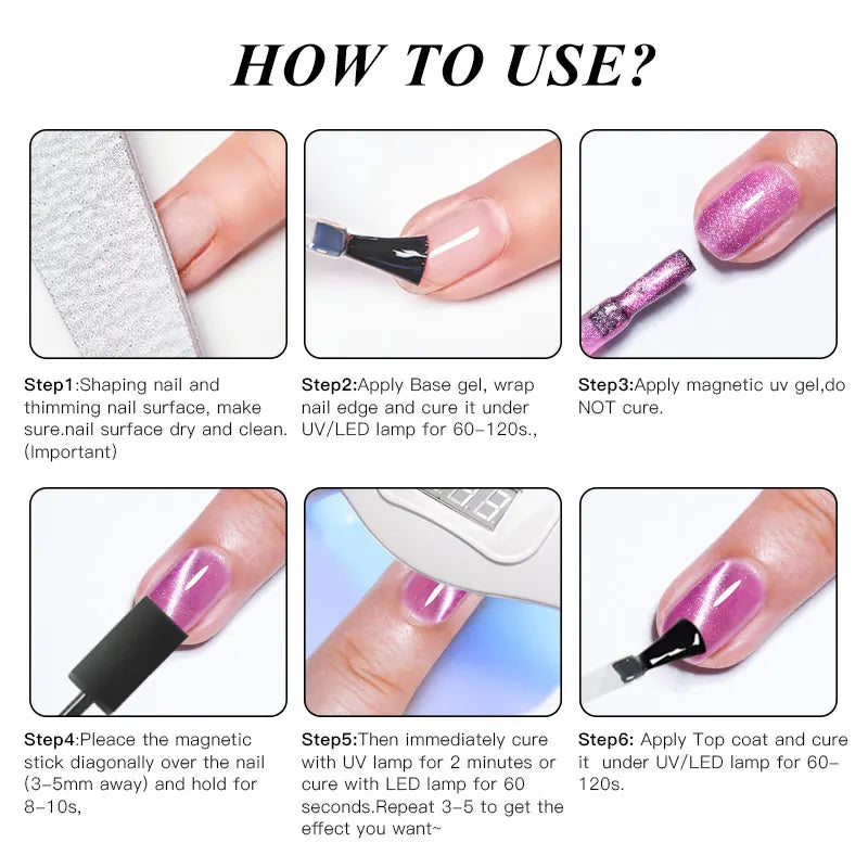 10/12PCS/SET Cat Magnetic Gel Nail Polish Set 9D Reflective Glitter Gel Semi Permanent UV Gel Soak Off Sparkling Nail Art Kits