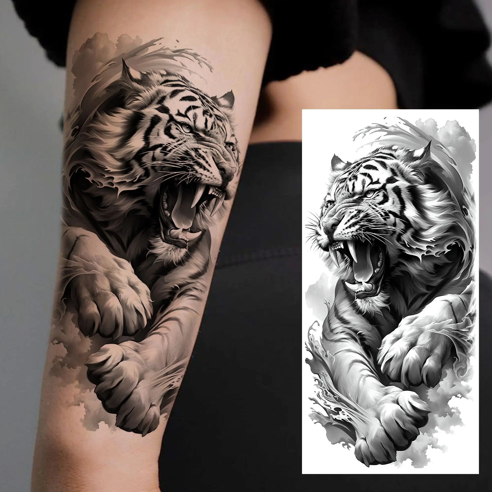1 Sheet Cobra Snake Dragon Scorpion Temporary Tattoos For Men Women Waterproof Long Lasting Lion Tiger Wolf Fake Tattoo Stickers
