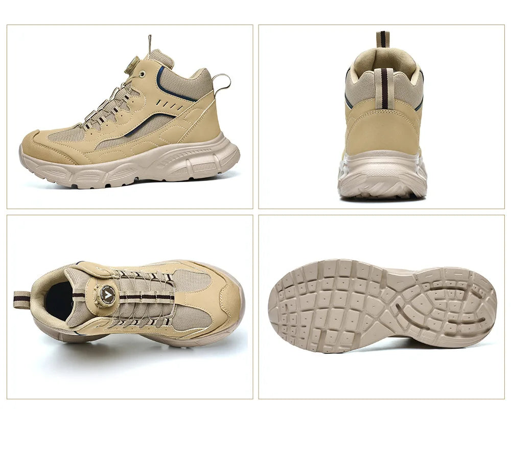 Rotary Buckle Safety Shoes for Man with Steel Toe Cap Anti-smashing, Anti-puncture, Anti-slip Work Safety Boots Industry Welding