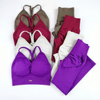 Women's Seamless Yoga Suit High Waist Sports Bra Leggings Gym Set Fitness Suit Workout Leggings Set Pilates Sportswear Outfit