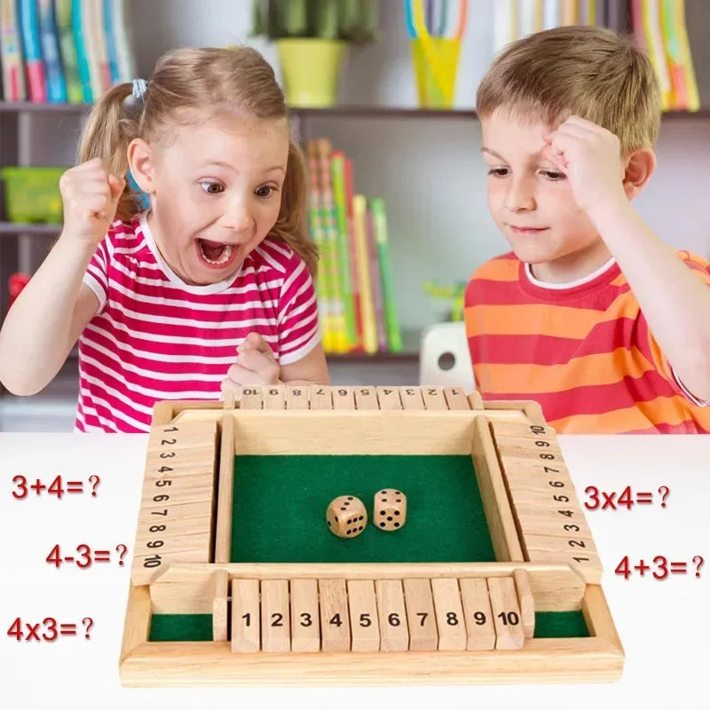 Wooden Dice Board Game Shut The Box for 4 Players Flaps & Dices Game Parent-children Interaction Family Entertainment Secondary image