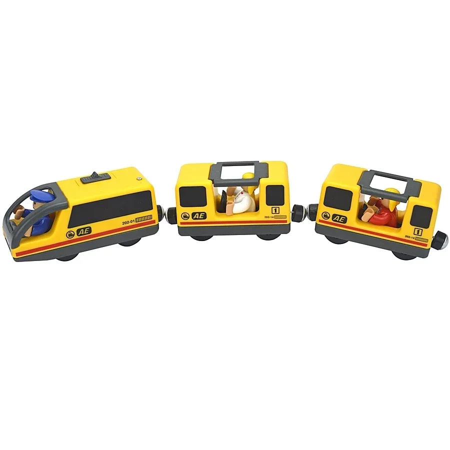 Wooden Locomotive Magnetic Electric Car Train Toys Fit Biro Wooden Diecast Slot Train Track Railway Educational Toys For Kids