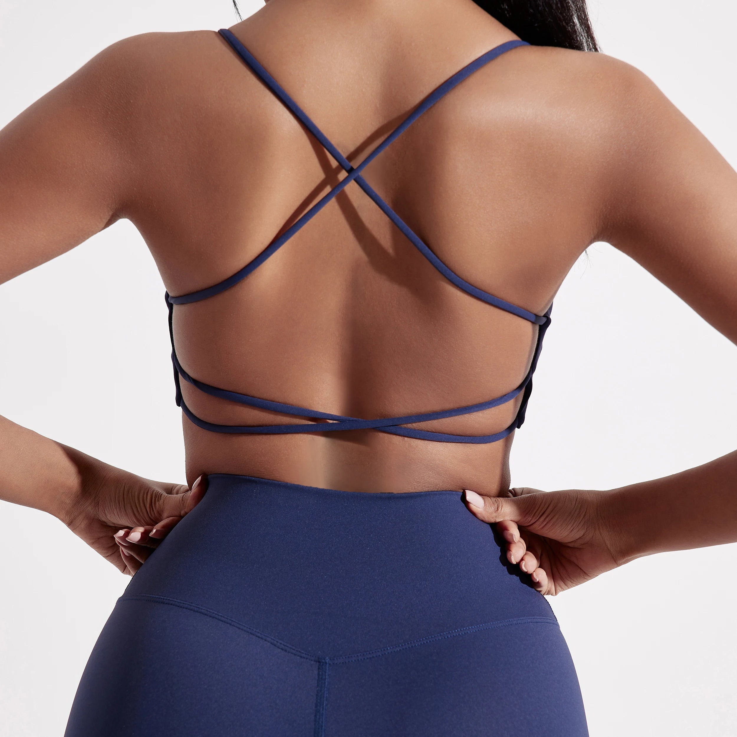 Solid Color underwear Cross Back Women Fitness Sports Bra Top Yoga Comprehensive Training Jog Chest Pad Spaghetti Strap Beauty