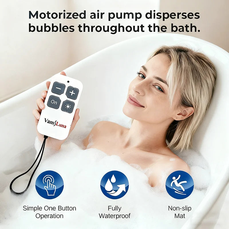 Spa Bubble Bath Massager Portable Bathtub Massage Pad With Anti-Slip Pad And Inflatable Pillow For Family Relaxation Bathroom