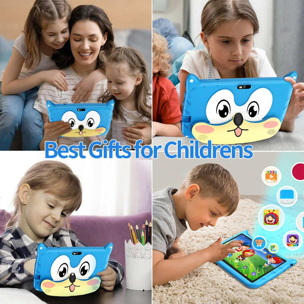 BDF Cartoon Pattern 7 Inch Kids Tablet Quad Core 4GB RAM 64GB ROM Android 13 Google Learning Education Games Tablets 4000mAh