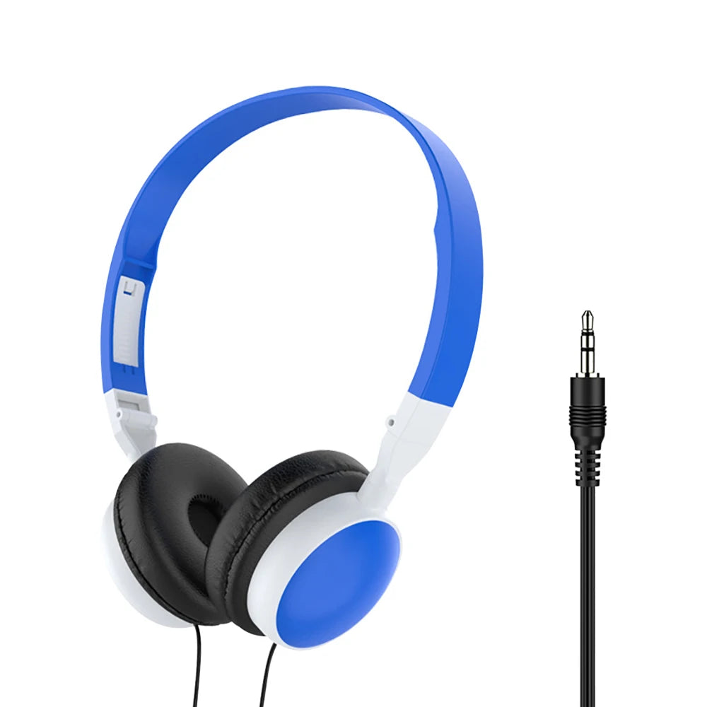 3.5mm Plug Wired Headphones Foldable Head Mounted Headset Earphone Headphones Stereo Foldable Sport Earphone for Phone/Tablet