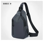 Men Bag Fashion New Solid Color Men Chest Bag Outdoor Casual Fashion One Shoulder Crossbody Bag Nylon USB Charging Shoulder Bags