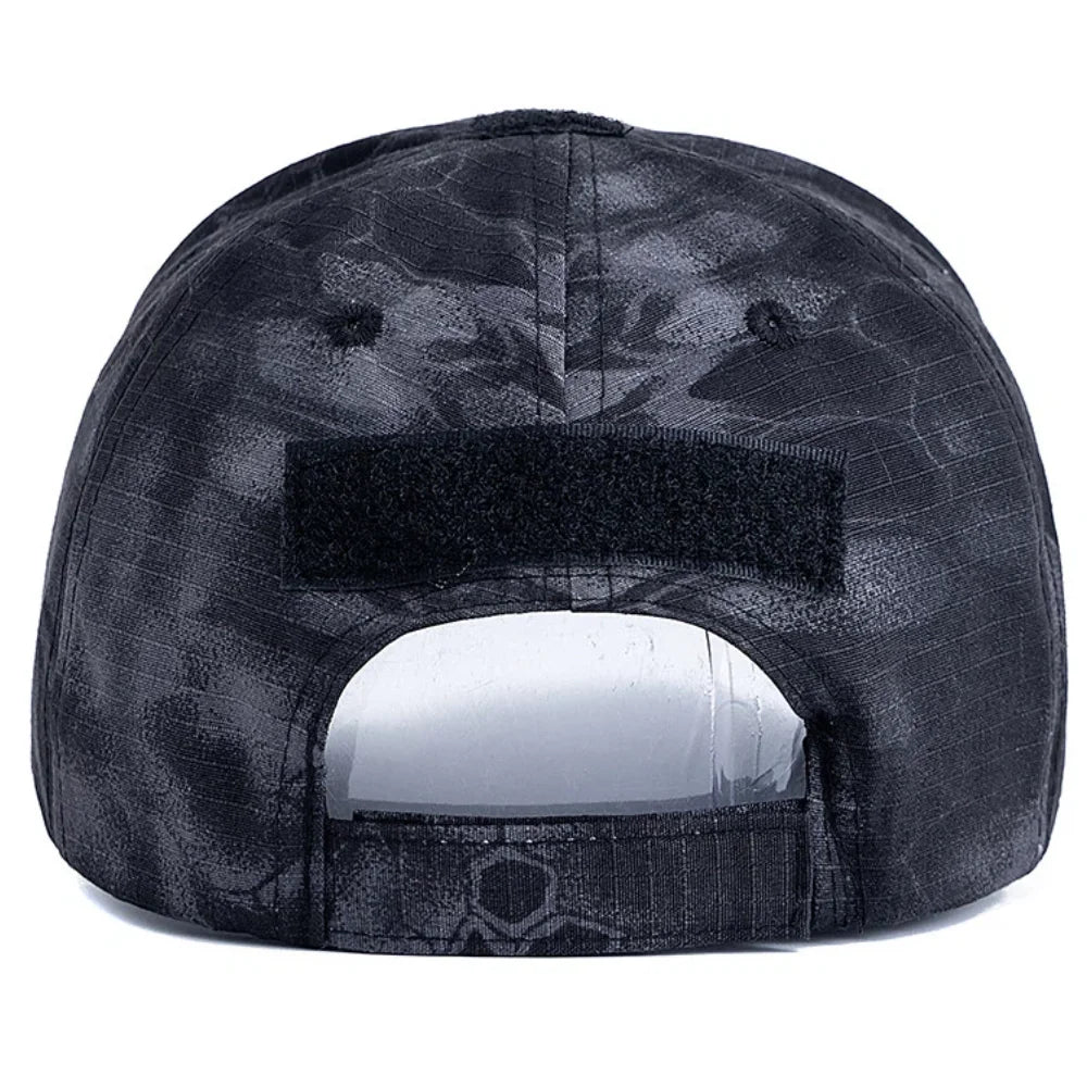 Men's Camouflage Tactical Baseball Cap With 3 Velcro Patches Military Camouflage Hat Cap For Outdoor Jugle Fishing Hiking Caps