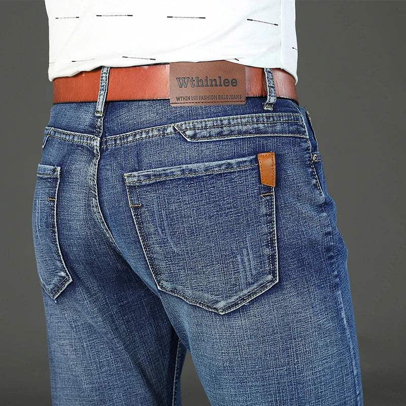 Wthinlee 8 Models Spring Autumn Business Jeans Men Casual Straight Stretch Fashion Classic Work Denim Trousers Brand Clothing Image secondaire du produit