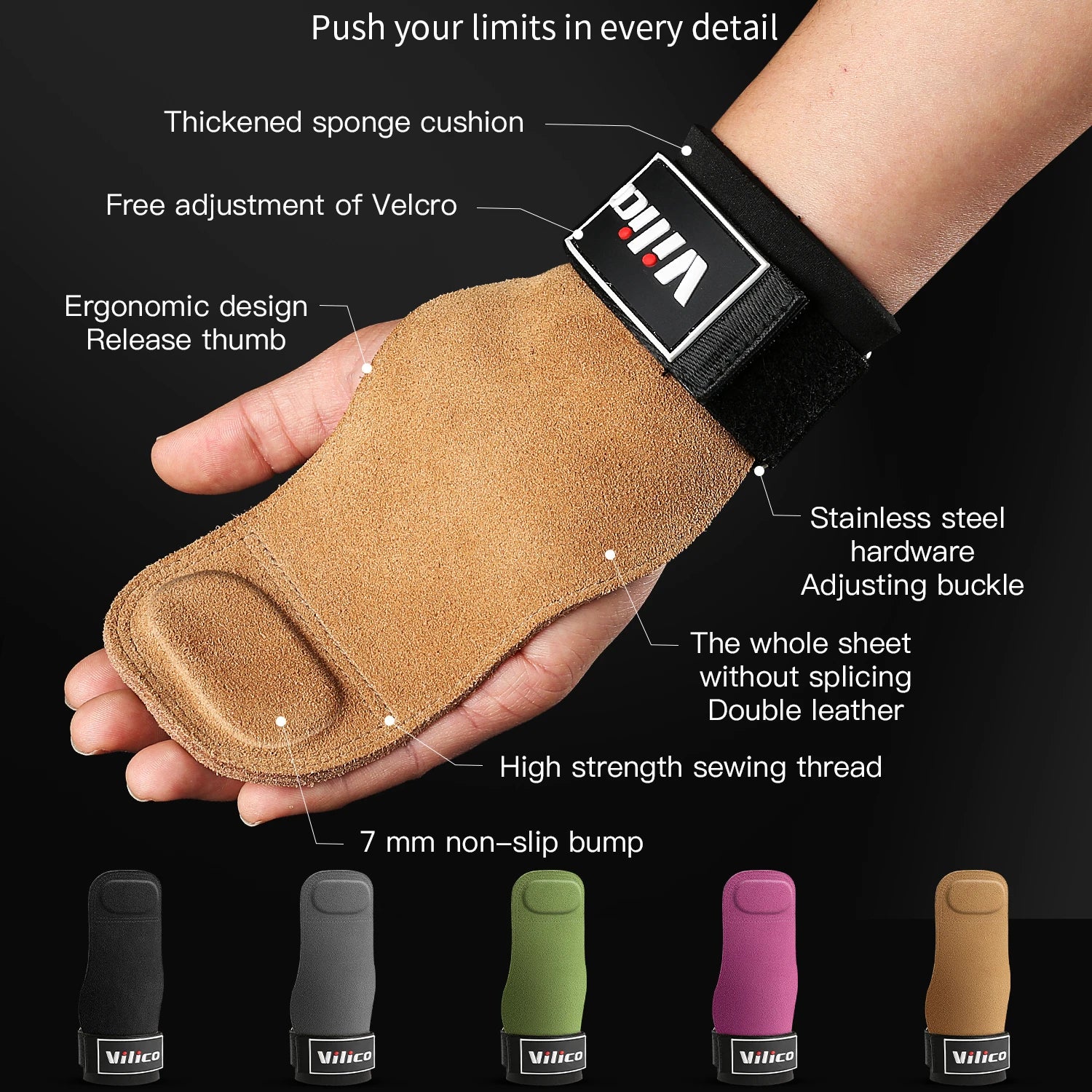 2Pcs Gym Gloves Fitness Hand Palm Protection Equipment Anti Slip Wear-resistant Wrist Protection Hard Pull Grip Strength Gloves Image principale du produit