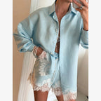 Women Solid Lapel Full Sleeves Pant Suits Chic Single Breasted Wide-leg Long Pants Sets 2026 Lady  Casual Daily Loose Fit Outfit