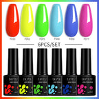 LILYCUTE 7ML 6PCS Neon Gel Nail Polish Set fluorescent Series Color Changing Semi Permanent Soak Off Manicure kit Nail Art Gel