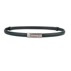 Adjustable Women’s Skinny Thin Belt, Classic Solid Color Genuine Leather Waistband for Trendy Coats and Dresses