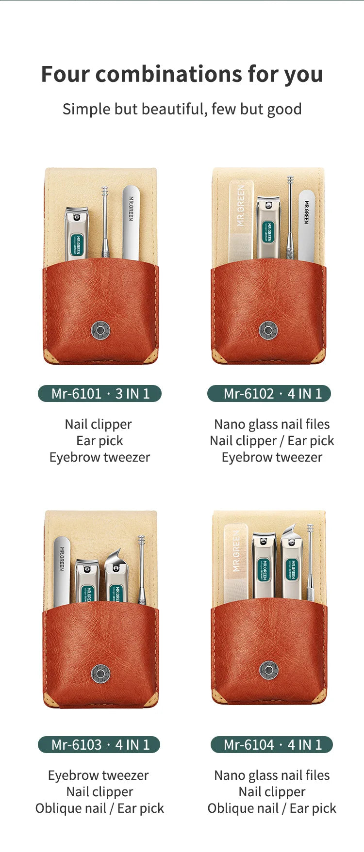 MR.GREEN Portable Manicure Set Nail Clippers Travel Tools Kit Stainless Steel Gift Box For Friends Or Family