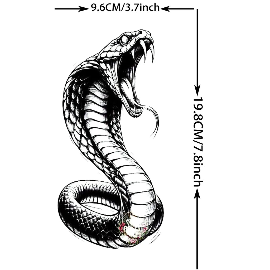1 Sheet Cobra Snake Dragon Scorpion Temporary Tattoos For Men Women Waterproof Long Lasting Lion Tiger Wolf Fake Tattoo Stickers