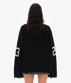 Trendy Loose Letter Jacquard Knitted Pullover Women's 2025 Autumn New Highstreet Gray Black Soft Sweater Hottie Versatile Pieces