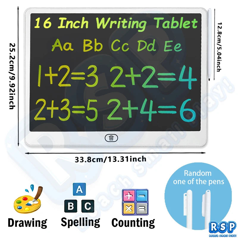 13/16 Inch LCD Drawing Tablet Writing Board Color Doodle Counting Practice Chalkboard Educational Toys For 3-12 Years Kids Gifts
