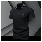 Summer men's POLO shirt fashionable ice silk quick drying short sleeved T-shirt solid color loose fitting business collar top