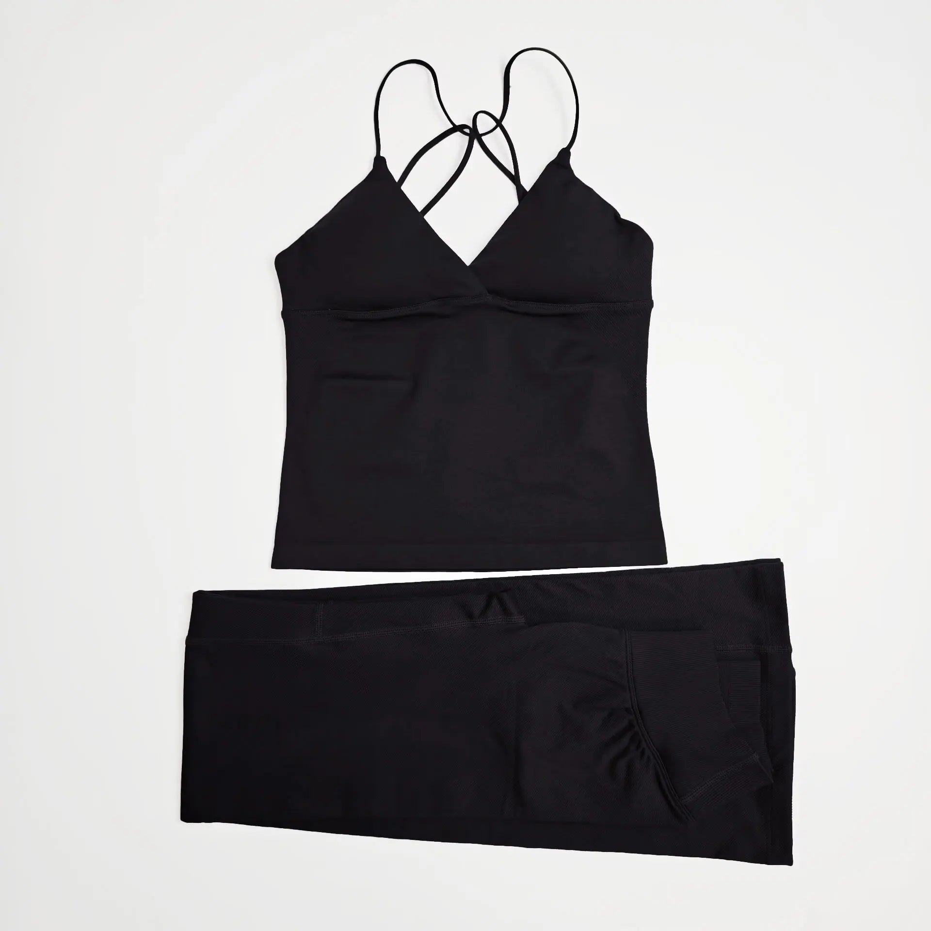 NCLAGEN Women Sportwear Vision Set Twist Front Longline Top + Flares 2 Pieces Fitness Suit Workout Running Outfit Gym Clothing