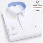 100% Cotton Oxford Men's Shirts Long Sleeves Plaid Soft Regular Fit Formal Dress Shirt Pocket Social Blouse Male Clothes S-7XL