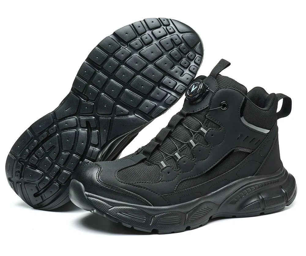 Rotary Buckle Safety Shoes for Man with Steel Toe Cap Anti-smashing, Anti-puncture, Anti-slip Work Safety Boots Industry Welding
