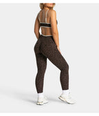 High Waist Leopard Print Yoga Pants, Butt Lifting Tummy Control Leggings 